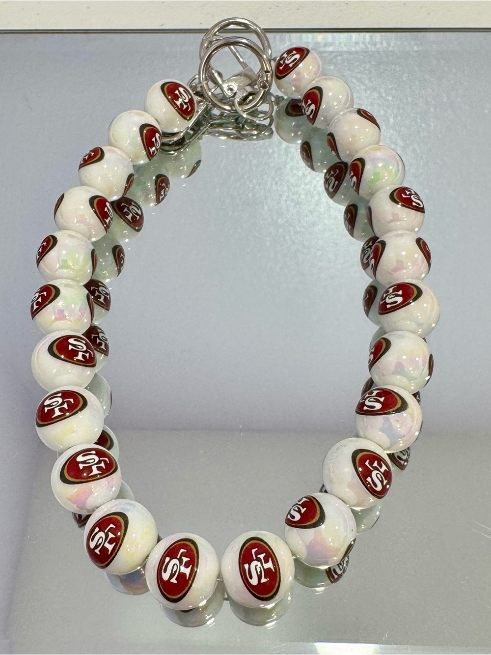 New San Francisco White Bead Bag Chain 18 inches